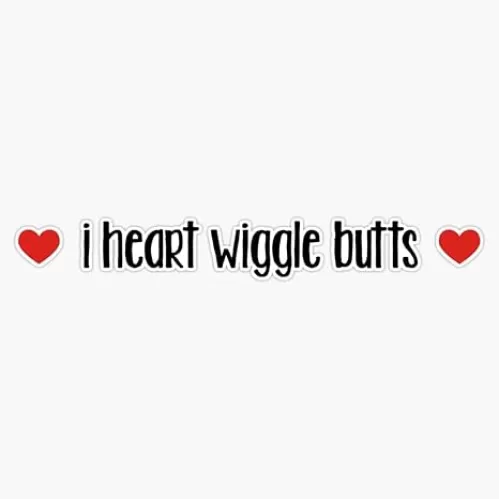 I Heart Wiggle Butts Decal Stickers - Dog Wiggle Butt Decal - Happy Dog Love Vinyl Sticker Laptop Decal Waterproof 5"