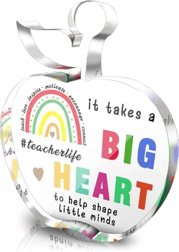 It Takes A Big Heart To Shape Little Minds - Teacher Appreciation Gifts For Women - Thank You Teacher Gift For Women Acrylic Sign Table Sign Keepsake