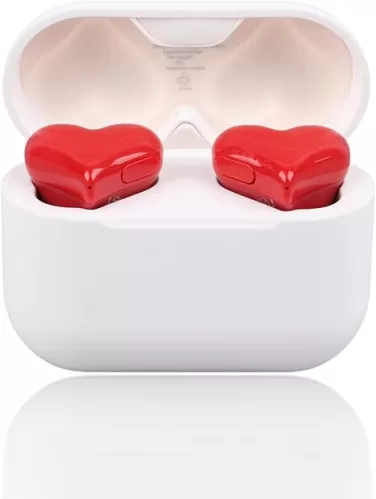 Jectse Earbuds, Heart Shaped Bluetooth Headphones Noise Canceling Stereo in Ear Light Weight Earphones Cordless Earphone for Sports
