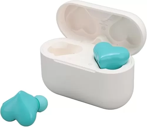 Jectse Heart Shaped Bluetooth Earbuds with Charging Case, Lightweight Noise Reduction Stereo Sound in Ear Headphones for Sports