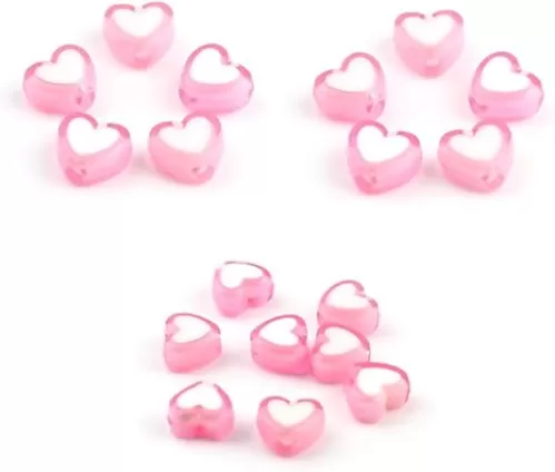 JGFinds Heart Spacer Beads, 300 Pack, 8mm with 1.8mm Hole, Acrylic Colorful Bright Looking Pony Beads Hearts (Pink), for Bracelets and Other Jewelry Making