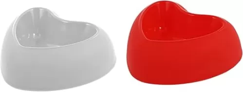 Kisangel Heart Shaped Pet Bowl Dog Cat Feeder 2pcs Slow Feeding Bowl for Pet Random Color