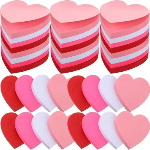 Kosiz 4800 Sheets Valentine‘s Day Heart Shape Sticky Note 3 x 3 Inch Sticky Pad Self Sticky Note Pads 4 Colors Red Pink Cute Memo Pads for School Office Girls Desk Paper Supplies