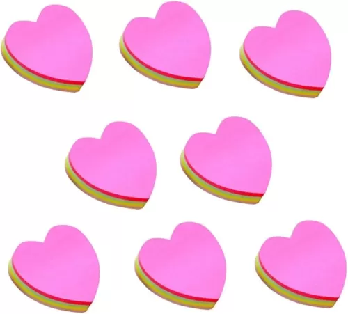 LGEGE 8 Pads Heart Shaped Note Pad Self-Sticky Note Memo Pad Adhesive Paper Post Notes