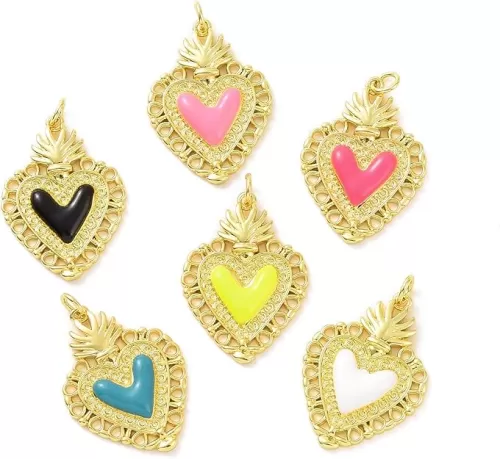 LiQunSweet Mixed Styles Fruit Heart Bowknot Lift Brass Enamel Charms for DIY Jewelry Crafts