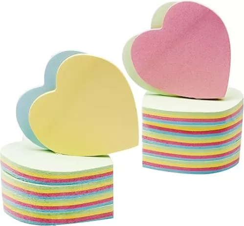 Lystaii 1000 Sheets Heart Shape Sticky Notes 2.9 in x 2.8 in Mixed Bright Colorful Sticky Pad Sticky Memo Post Memo Note Self Stick Notes Self-Sticky Note Pads Cute for Office Home School Student