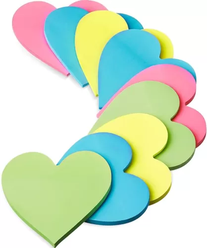 Marspark 9 Pack 3 x 3 Inches Heart Shaped Sticky Notes Heart Shaped Notepad Sticky Notes Hearts Cute Sticky Notes Colorful Sticky Memo for Home Office School Supplies, Back to School Seasons