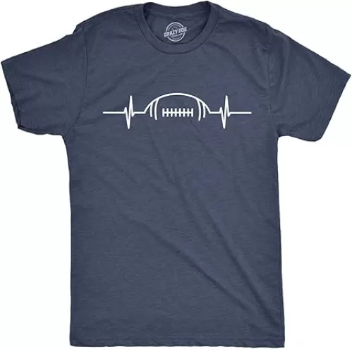 Mens Football Heart Rate T Shirt Funny Sunday Gameday Tee