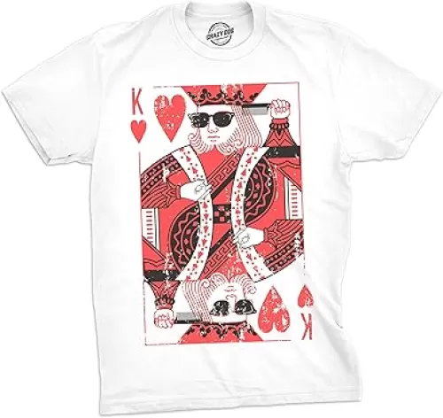 Mens King of Hearts T Shirt Cool Vintage Graphic Novelty Retro Tee for Guys