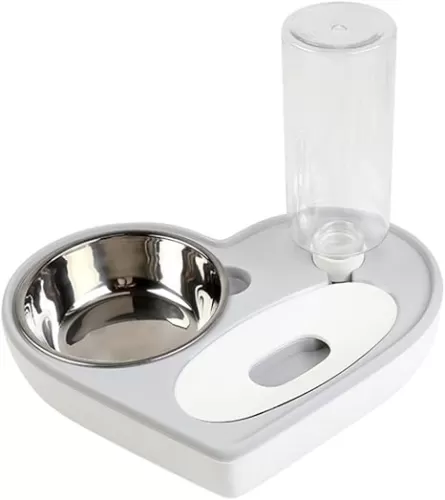 Milisten Automatic Water Dispenser Pet Water Feeder Heart Shaped Bowl Dog Cat Drinking Supplies Grey