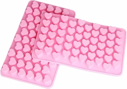 Mini Silicone Heart Shape Ice Cube Candy Chocolate Mold (Pack of 2)