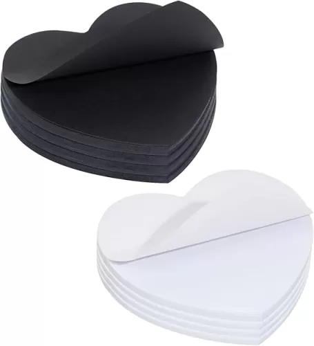 Mini Skater Black & White Kraft Paper Sticky Notes Heart Shaped Self-Stick Blank Book Tabs Paper Markers Sticky Notes Pad Index Sticker for Home Office Remark Planner (8)