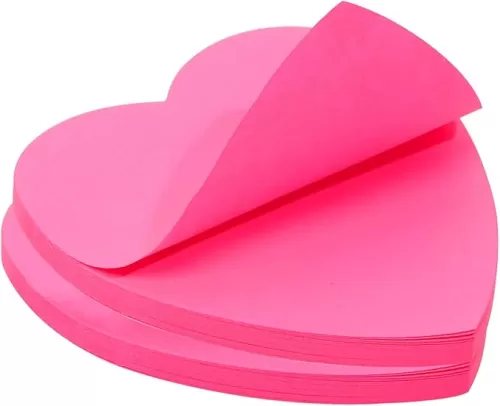 Mini Skater Hot Pink Kraft Paper Sticky Notes Heart Shaped Self-Stick Blank Book Tabs Paper Markers Sticky Notes Pad Index Sticker for Home Office Remark (2)