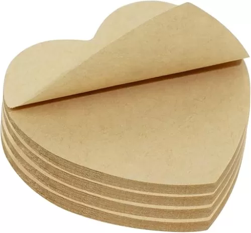 Mini Skater Light Brown Kraft Paper Sticky Notes Heart Shaped Self-Stick Blank Book Tabs Paper Markers Sticky Notes Pad Index Sticker for Home Office Remark Planner (4)