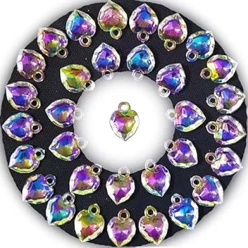 Mixed Lots AB Color Acrylic Faceted Bead Pendant DIY Beading Hairband Bracelets Necklace Craft Embelishment (Clear AB-Heart)