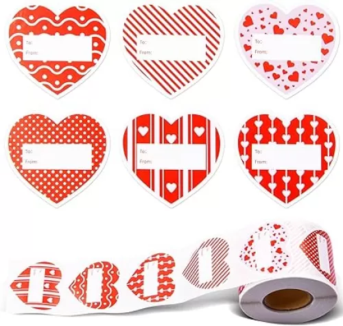 MixTeach 600Pcs Heart Tag Stickers 2 Inch Heart-Shaped Sticky Notes Pink Red to & from Present Name Tag Self-Adhesive Stickers Labels for Envelopes Seal Cards Wedding Birthdays Party Favors