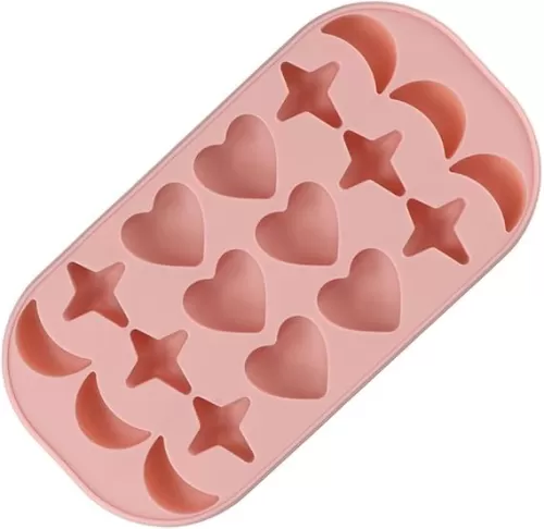 Moon Stars and Heart Ice Cube Tray Silicone Molds with Liquid Dropper Easy Release Ice Trays with Lid