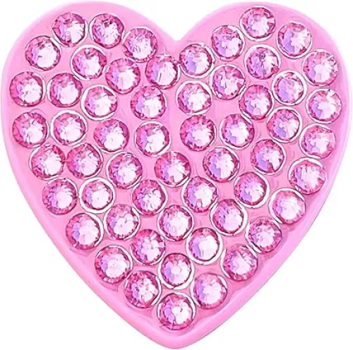 NAVIKA Pink Heart Golf Ball Marker Made with Austrian Crystals | Hat Clip Included for Any Age Golfer | Valentine's Themed Ball Marker | Breast Cancer | Gift for Women and Kids