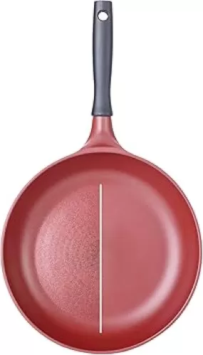 Non Stick Frying Pan, 10 Inch Skillet, Temperature-sensing Design Nonstick Omelette Egg Pan with Stay Cool Handle, All Stovetops (Gas, Electric & Induction), Red