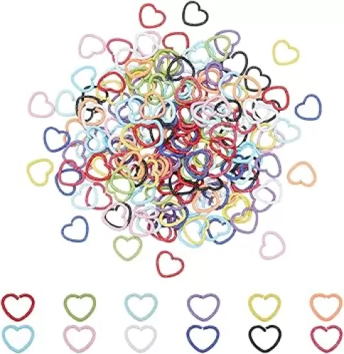 PH PandaHall 240pcs 12 Colors Heart Open Jump Rings, 12x14mm Heart-Shaped Jewelry Rings for DIY Crafts