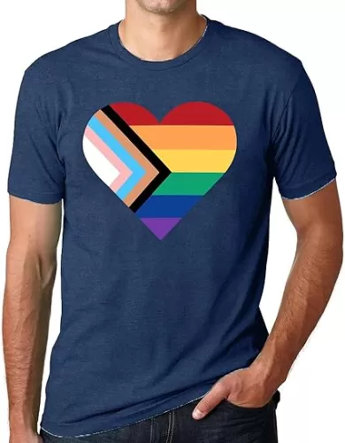 Pride Shirts for Men LGBTQ Pride Flag T-Shirt Gay Rainbow Heart Tee Tops