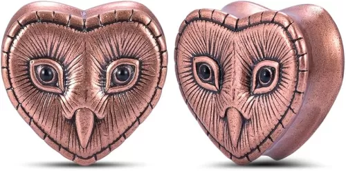 PUNKYOUTH 2PCS Ear Gauges Double Flared Plugs Sweet Cool Ear Stretcher Expander Heart Shape Gauge Earrings For Women Cute Piercings 0g-1"