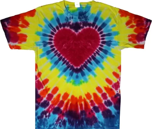Red Heart Rainbow Tie Dye Shirt Colorful Hand Dyed Tee Vibrant Festival & Casual Wear Unisex Cotton T-Shirt