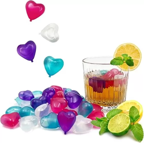 Reusable Ice Cube, 40Pcs Plastic Ice Cubes, Quick-Freeze Easy-to-Clean Refreezable Fake Ice Cubes for Making Cold Appealing Drinks, Lunch Bags, Coolers (Heart-Shaped)