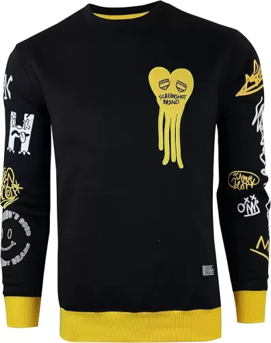 SCREENSHOT Mens Urban NYC Hip Hop Premium Fleece - Pullover Active Streetwear Fashion Crew Neck Sweatshirt
