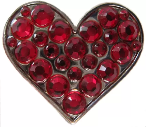 Shaped Heart with Crystals Golf Ball Marker with Matching Hat Clip