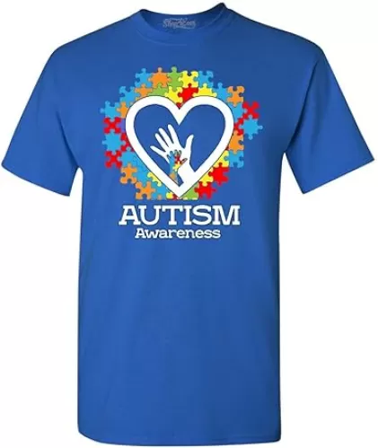 shop4ever Autism Awareness Hands in Heart T-Shirt