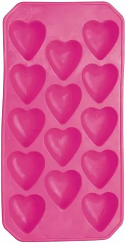 Silicone Ice Cube Tray, Heart Shaped Ice Cube Moulds, 26 x 12cm, Pink