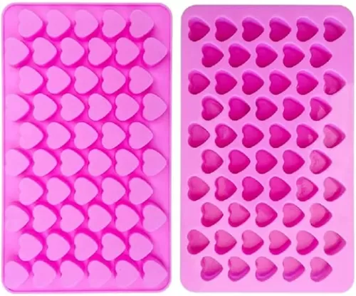 Silicone Mini Heart Shape Silicone Ice Cube/Chocolate Mold Pink by Longzang (pack 2)