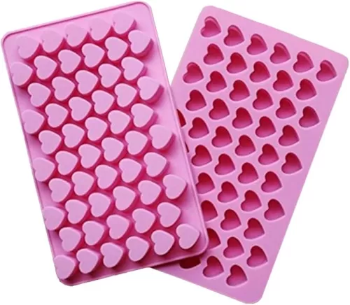 Silicone Mold Mini Heart Shape Silicone Ice Cube Molds Trays/Chocolate Mold Pink Set of Two