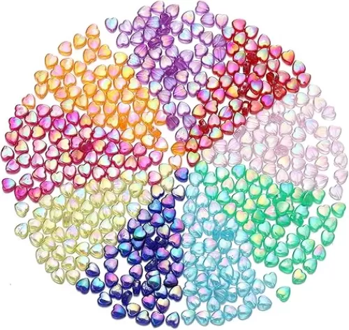 St. Kunkka 450 Pcs 9mm Acrylic Heart Shape Beads for Jewelry Making Craft DIY - Mixed Colors Heart Spacer Beads with Small Hole for DIY Bracelet, Necklace, Earrings