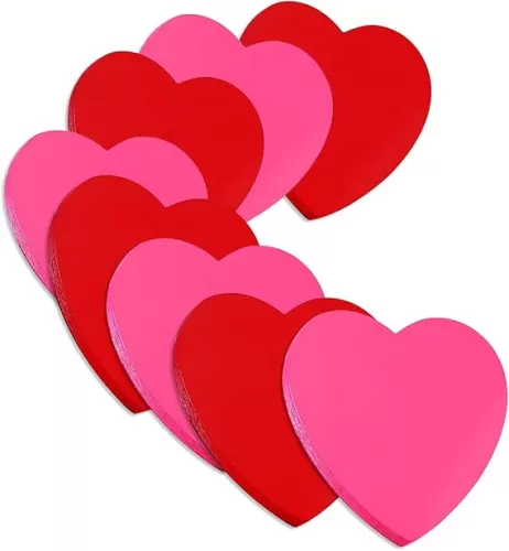 Sticky Notes, 560 Sheets 3 × 3 Inches Heart Bright Colors Self Sticky Notes Pad Colour Sticky Notes for Home Office Notebook(Big Red, Rose Red)