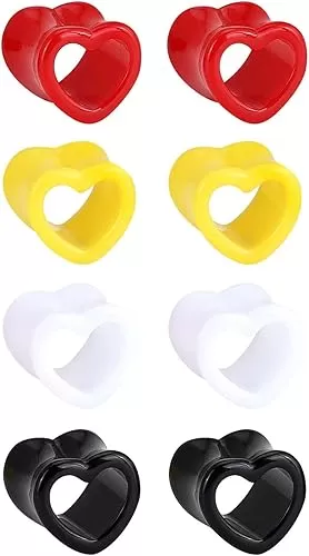Stuppendux 4Pairs Acrylic Heart Shape Gauges for Ears Ear Tunnels Plugs Flesh Stretchers Expander 6g-5/8''