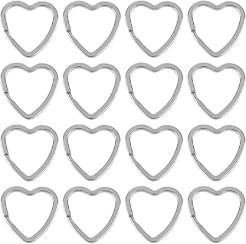 SUNNYCLUE 1 Box 20Pcs Heart Split Key Ring Flat Keychain Rings Bulk Metal Silver 304 Stainless Steel Flat Love Shaped Jump Connectors Ring for Necklaces Jewelry Making Keychains DIY Crafts Accessory