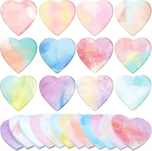 Teling 24 Pcs Heart Shaped Sticky Notes 3 x 3 Inch Pad Gift Cute Fun Sticky Colorful Sticking Power Memo Pads Heart Shaped Note Pad for Mother Women Lover Office School Supplies(Vivid Color)
