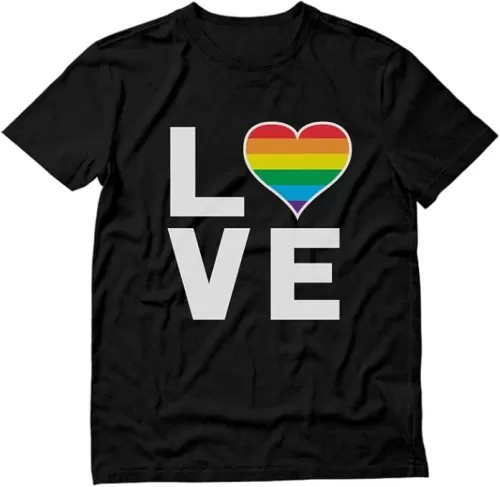 Tstars Love Pride Shirt for Men | LGBTQ Gifts - Gay Equality Rainbow Flag Mens Apparel