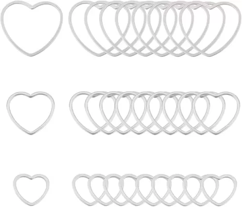 UNICRAFTALE 3 Sizes 10.5/14/18mm 304 Stainless Steel Linking Rings Heart Charms Hollow Ring Charm Metal Linking Charm Frame Pendant Connectors Links for Jewelry Making