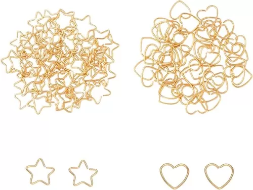 UNICRAFTALE Heart & Star Open Jump Rings, 6x8mm/7x8mm Golden Jump Ring Connectors, 100pcs Stainless Steel Jump Rings, for Chainmail Jewelry Bracelet Necklace Making (About 10mm/11.5mm Wide)