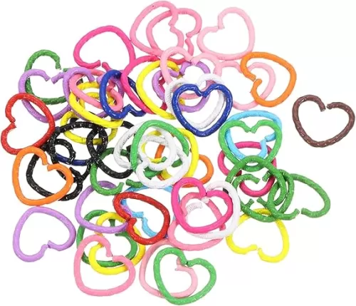 uxcell 50Pcs Open Jump Rings, 14mm Colorful Heart Shape Connectors for DIY Crafts Bracelet Necklaces Jewelry Making, 1 Set of Multi Color