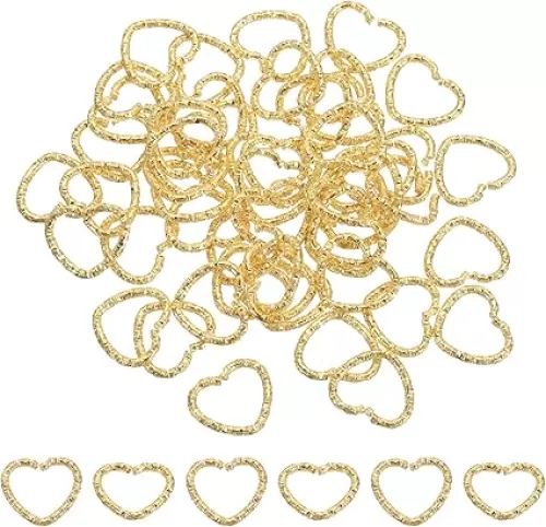 uxcell 50Pcs Open Jump Rings, 14mm Heart Shape Twisted Connectors for DIY Crafts Bracelet Necklaces Jewelry Making, Light Gold