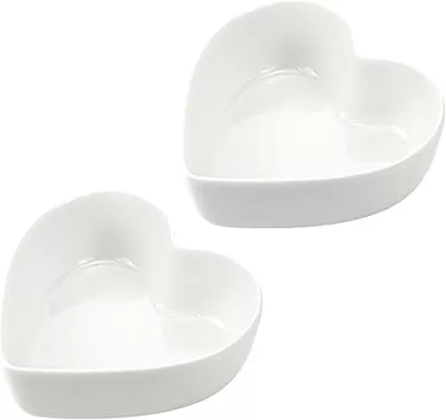 WAIT FLY 2pcs Heart-Shaped Bowls for Salad Soup Snack Dessert Household Cooking Bowls for Home Kitchen, White