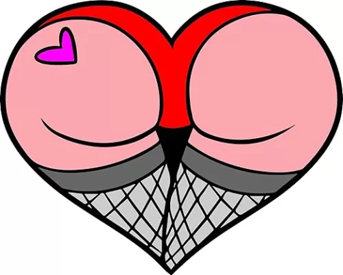 WYCO Products - "Heart shaped sexy butt with tattoo and stockings bumper sticker - fun062005-5.5" x7-S