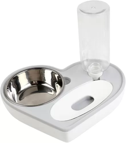 Yardwe Dog Automatic Water Bowl Pet Water Feeder Heart Shape Bowl Material Non-Slip Stand