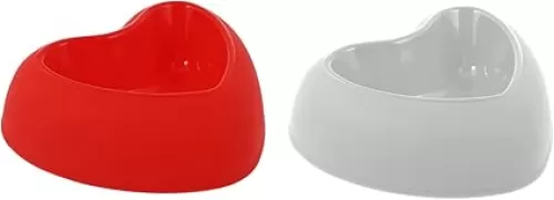 YARNOW 2Pcs Heart Shaped Dog Food Bowl Choke Pet Dish Slip Resistant Easy to for Feeding Dogs Cats with Snacks Water