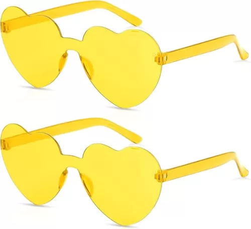 YASUOA Heart Rimless Sunglasses Women Hippie Glasses Street Shoot Party Girls Heart Frameless Sunglasses for Teen Girls Women