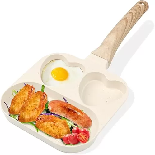 ZWIN Nonstick Egg Frying Pan, 3-Cup Egg Pan, Heart Shaped Omelette Pan, Breakfast Pancake Omelet Pan Frying Pan for Gas Stove Induction